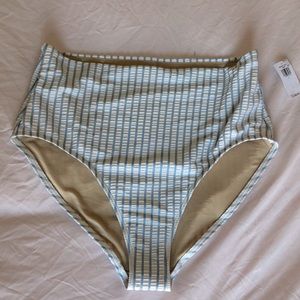 Old Navy High Waisted White and Light Blue Bikini Bottom